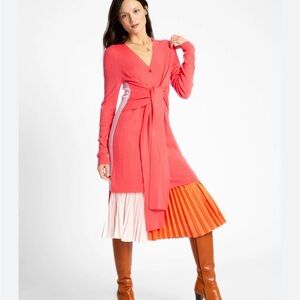 Tome Tie Front Long Ribbed Cardigan